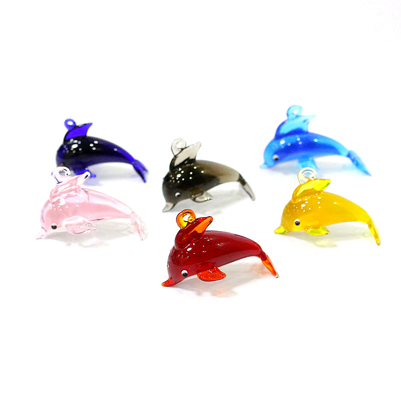 Marine Aquarium Design - Sevimli yunus glamour cam kolye minyatür